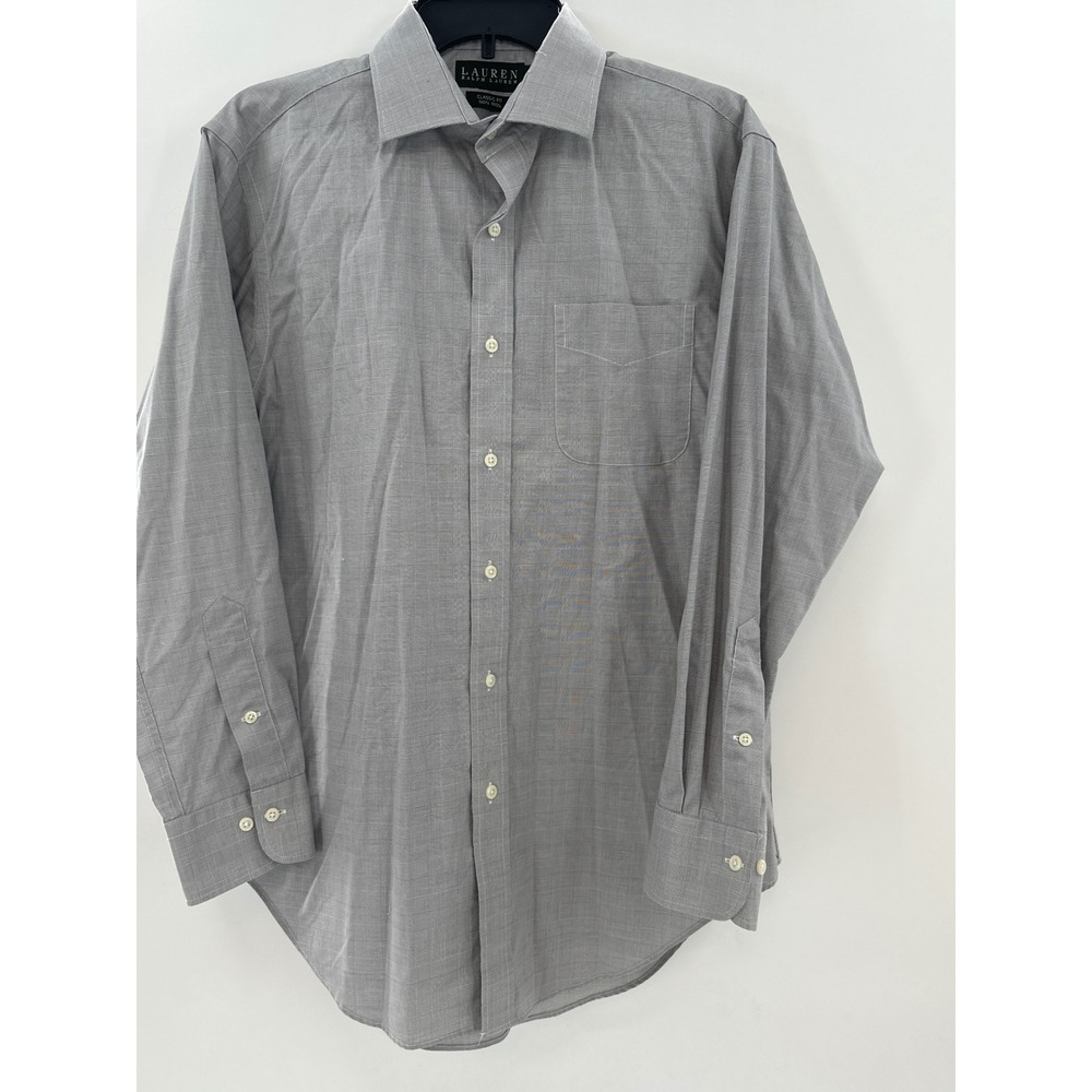 Lauren Ralph Lauren Men's Classic Fit Dress Shirt Gray Plaid Size 16 32/33